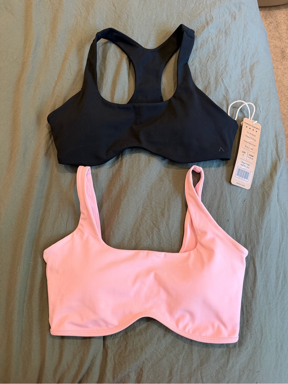 Acta wear Sports Bras in Black and Light Pink bundle